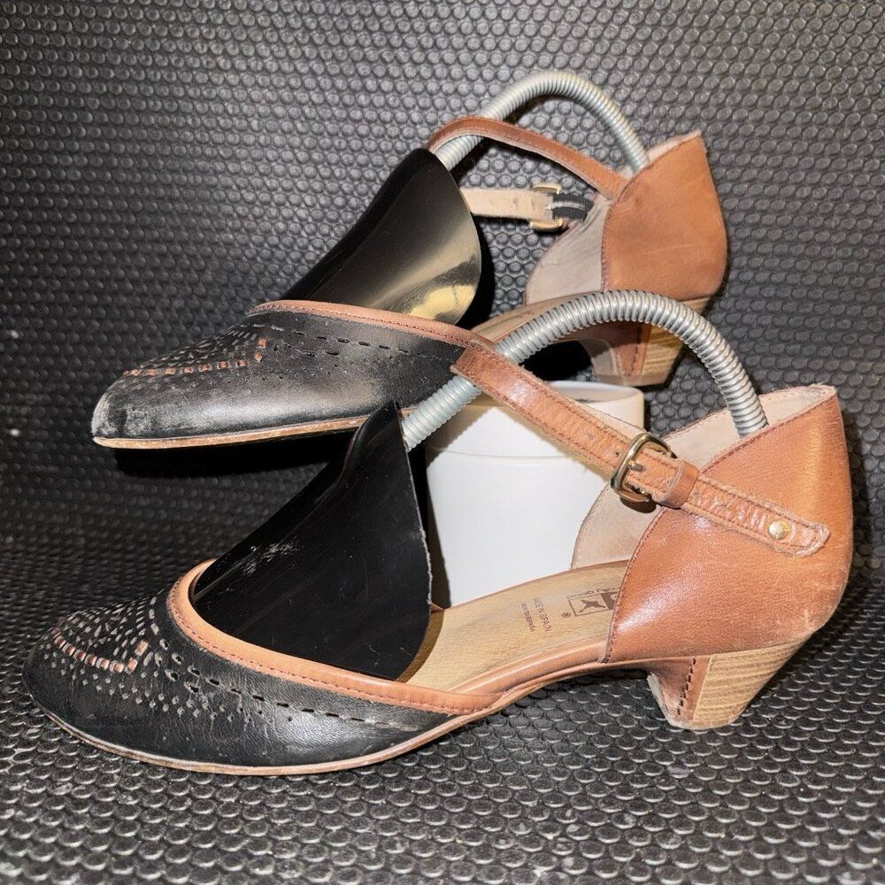 Pikolinos Elba Brown Black Ankle Strap Cottage-core Mary Jane Shoe Size 9.5-10